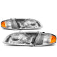D-Motoring - Headlights - Chrome Housing - Amber Corner - Plug-n-Play - Pair - 98-99 Mazda 626 - 1