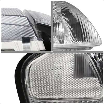 D-Motoring - Headlights - Chrome Housing - Clear Corner - Plug-n-Play - Pair - 98-99 Mazda 626 - 3