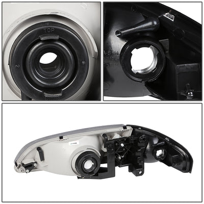 D-Motoring - Headlights - Chrome Housing - Clear Corner - Plug-n-Play - Pair - 98-99 Mazda 626 - 5