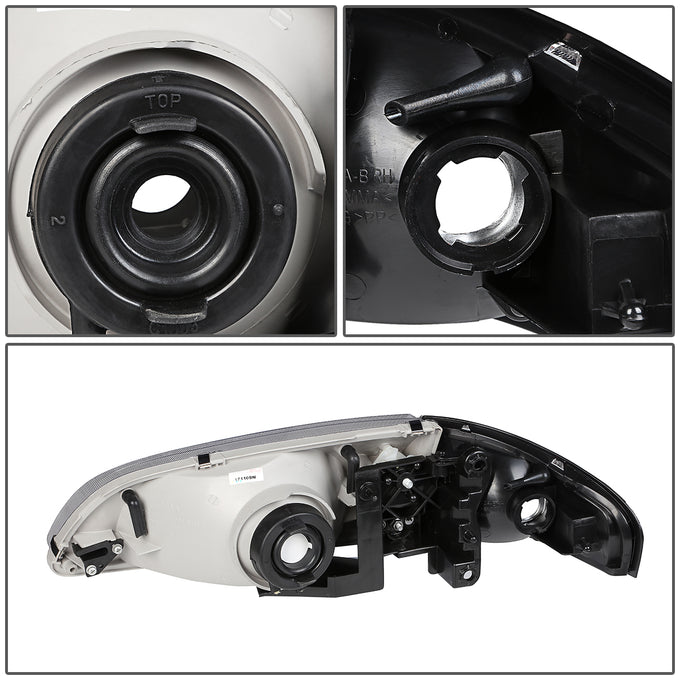 D-Motoring - Headlights - Chrome Housing - Clear Corner - Plug-n-Play - Pair - 98-99 Mazda 626 - 5