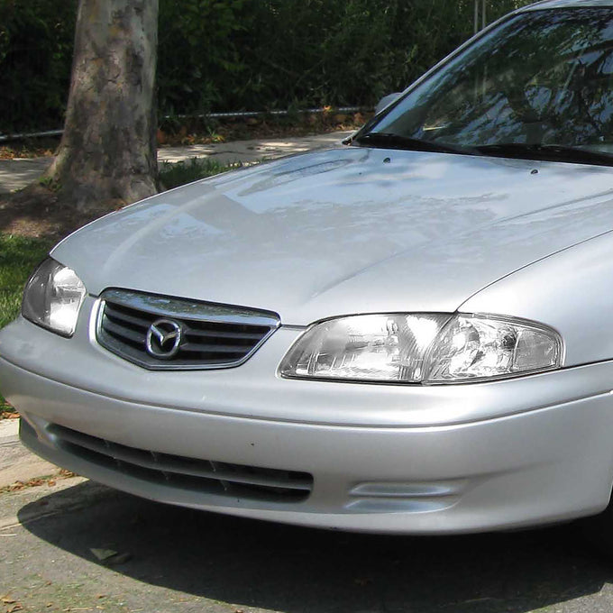 D-Motoring - Headlights - Chrome Housing - Clear Corner - Plug-n-Play - Pair - 98-99 Mazda 626 - 6
