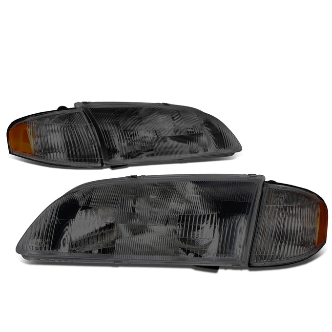 D-Motoring - Headlights - Smoked Lens - Amber Corner - Plug-n-Play - Pair - 98-99 Mazda 626 - 5