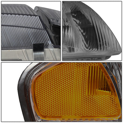 D-Motoring - Headlights - Smoked Lens - Amber Corner - Plug-n-Play - Pair - 98-99 Mazda 626 - 4