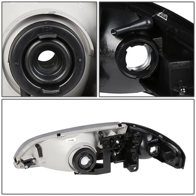 D-Motoring - Headlights - Smoked Lens - Amber Corner - Plug-n-Play - Pair - 98-99 Mazda 626 - 6