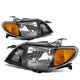 D-Motoring - Headlights - Black Housing - Clear Lens - Amber Corner - Plug-n-Play - Pair - 01-03 Mazda Protege - 1