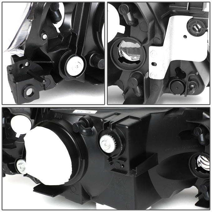 D-Motoring - Headlights - Black Housing - Clear Lens - Amber Corner - Plug-n-Play - Pair - 01-03 Mazda Protege - 5