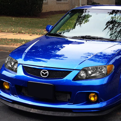 D-Motoring - Headlights - Black Housing - Clear Lens - Amber Corner - Plug-n-Play - Pair - 01-03 Mazda Protege - 7