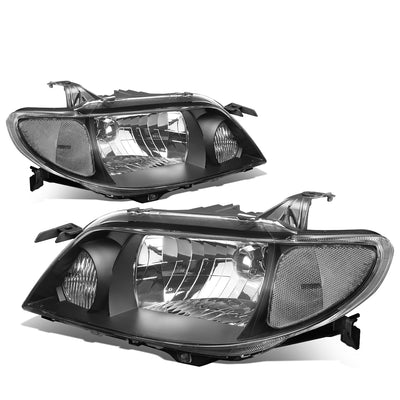 D-Motoring - Headlights - Black Housing - Clear Lens - Plug-n-Play - Pair - 01-03 Mazda Protege - 1