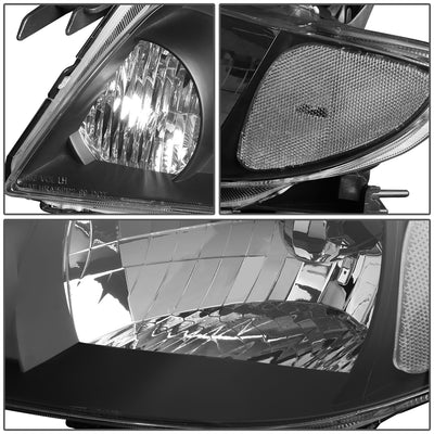D-Motoring - Headlights - Black Housing - Clear Lens - Plug-n-Play - Pair - 01-03 Mazda Protege - 4