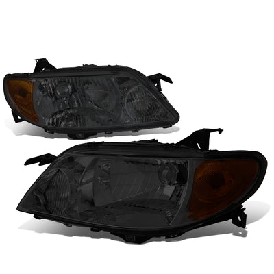 D-Motoring - Headlights - Smoked Lens - Amber Corner - Plug-n-Play - Pair - 01-03 Mazda Protege - 1