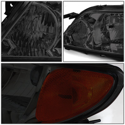 D-Motoring - Headlights - Smoked Lens - Amber Corner - Plug-n-Play - Pair - 01-03 Mazda Protege - 3