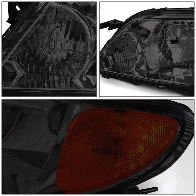 D-Motoring - Headlights - Smoked Lens - Amber Corner - Plug-n-Play - Pair - 01-03 Mazda Protege - 3