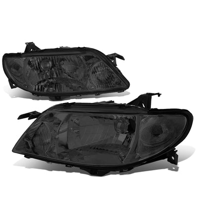 D-Motoring - Headlights - Smoked Housing - Smoked Lens - Clear Corner - Plug-n-Play - Pair - 01-03 Mazda Protege - 1