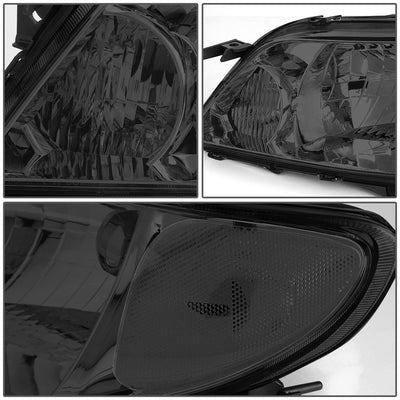 D-Motoring - Headlights - Smoked Housing - Smoked Lens - Clear Corner - Plug-n-Play - Pair - 01-03 Mazda Protege - 4
