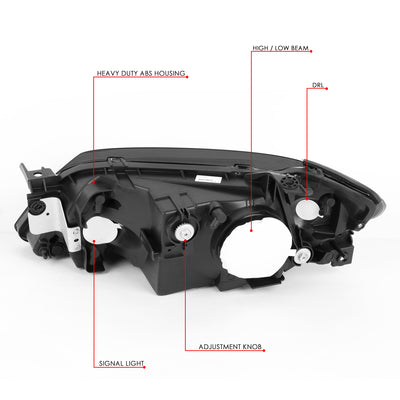 D-Motoring - Headlights - Smoked Housing - Smoked Lens - Clear Corner - Plug-n-Play - Pair - 01-03 Mazda Protege - 6