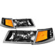 D-Motoring - Headlights - Black Housing - Amber Corner - Plug-n-Play - Pair - 98-02 Mercury Grand Marquis - 1