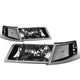 D-Motoring - Headlights - Black Housing - Clear Corner - Plug-n-Play - Pair - 98-02 Mercury Grand Marquis - 1