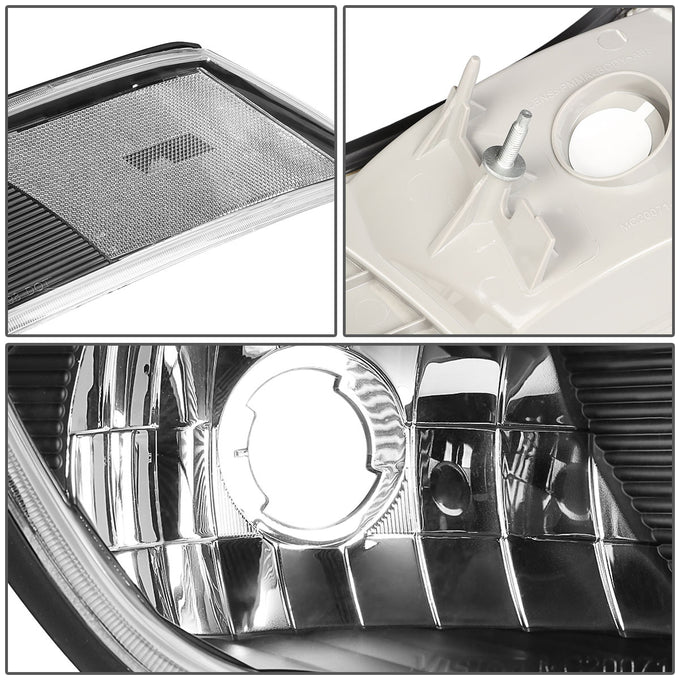 D-Motoring - Headlights - Black Housing - Clear Corner - Plug-n-Play - Pair - 98-02 Mercury Grand Marquis - 3