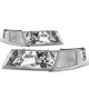 D-Motoring - Headlights - Chrome Housing - Clear Corner - Plug-n-Play - Pair - 98-02 Mercury Grand Marquis - 1