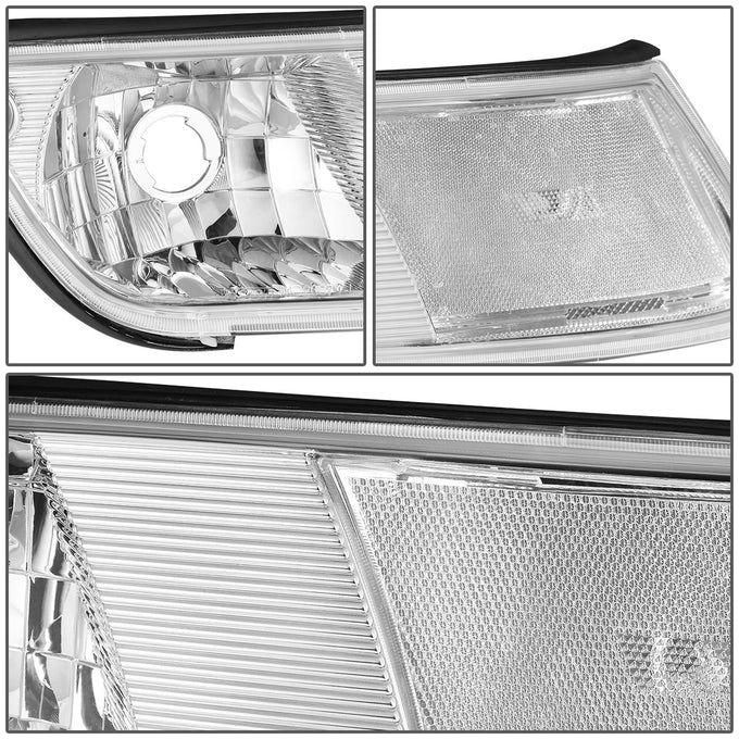 D-Motoring - Headlights - Chrome Housing - Clear Corner - Plug-n-Play - Pair - 98-02 Mercury Grand Marquis - 3