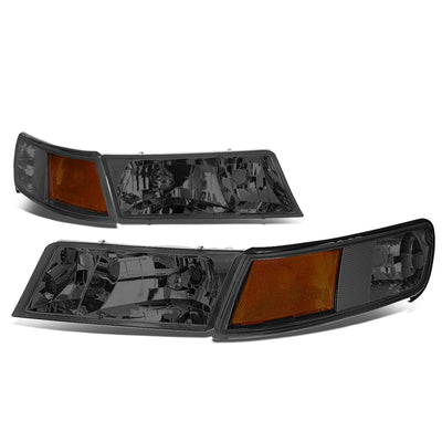 D-Motoring - Headlights - Smoked Lens - Amber Corner - Plug-n-Play - Pair - 98-02 Mercury Grand Marquis - 1