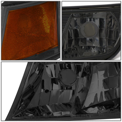 D-Motoring - Headlights - Smoked Lens - Amber Corner - Plug-n-Play - Pair - 98-02 Mercury Grand Marquis - 3