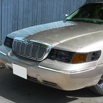 D-Motoring - Headlights - Smoked Lens - Amber Corner - Plug-n-Play - Pair - 98-02 Mercury Grand Marquis - 5