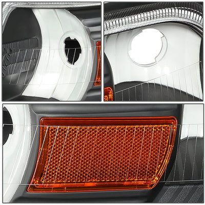 D-Motoring - 06-11 Mercury Grand Marquis Headlights - Black Housing - Clear Lens - Amber Corner - Plug-n-Play - Pair - 4