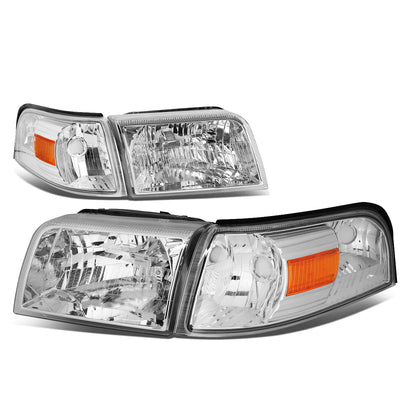 D-Motoring - Headlights - Chrome Housing - Amber Corner - Plug-n-Play - Pair - 06-11 Mercury Grand Marquis - 1