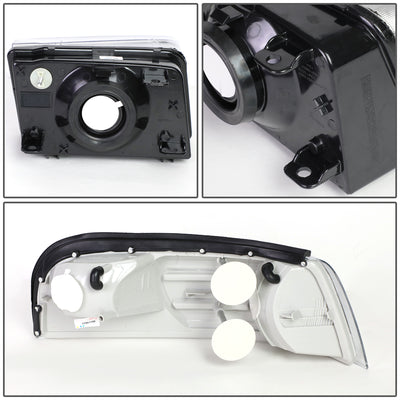 D-Motoring - Headlights - Chrome Housing - Amber Corner - Plug-n-Play - Pair - 06-11 Mercury Grand Marquis - 4
