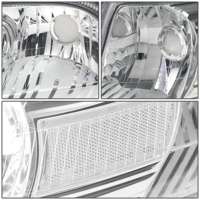 D-Motoring - 06-11 Mercury Grand Marquis Headlights - Chrome Housing - Clear Lens - Clear Corner - Plug-n-Play - Pair - 4