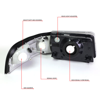 D-Motoring - 06-11 Mercury Grand Marquis Headlights - Chrome Housing - Smoked Lens - Amber Corner - Plug-n-Play - Pair - 6