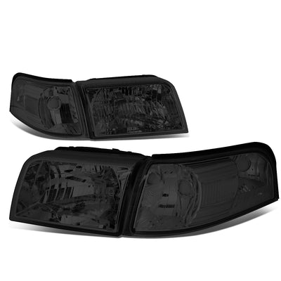 D-Motoring - Headlights - Smoked Housing - Smoked Lens - Clear Corner - Plug-n-Play - Pair - 06-11 Mercury Grand Marquis - 1