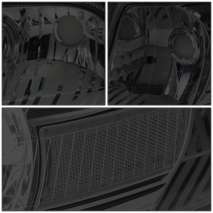 D-Motoring - Headlights - Smoked Housing - Smoked Lens - Clear Corner - Plug-n-Play - Pair - 06-11 Mercury Grand Marquis - 4