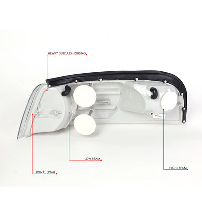 D-Motoring - Headlights - Smoked Housing - Smoked Lens - Clear Corner - Plug-n-Play - Pair - 06-11 Mercury Grand Marquis - 6