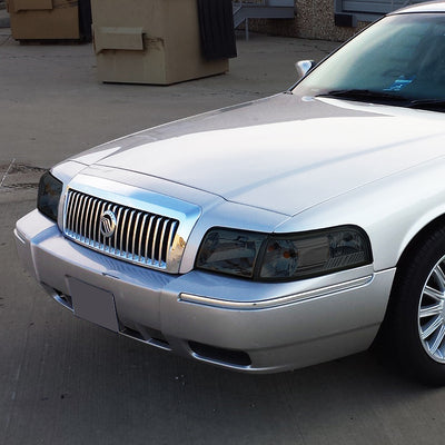 D-Motoring - Headlights - Smoked Housing - Smoked Lens - Clear Corner - Plug-n-Play - Pair - 06-11 Mercury Grand Marquis - 7