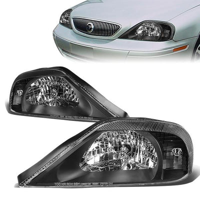 00-05 Mercury Sable Headlights - Black Housing - Clear Corner - Plug-n-Play - Pair