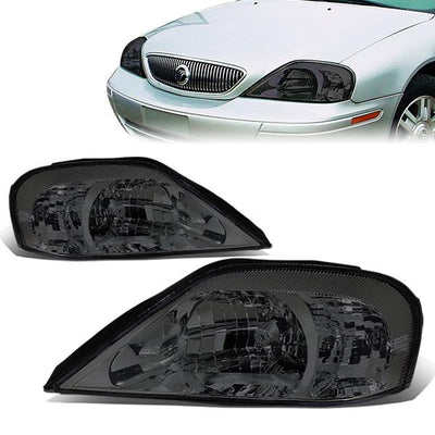 00-05 Mercury Sable Headlights - Smoked Housing - Smoked Lens - Clear Corner - Plug-n-Play - Pair