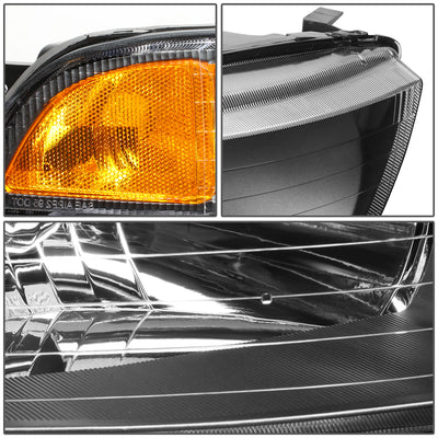 D-Motoring - Headlights - Black Housing - Amber Corner - Plug-n-Play - Pair - 99-03 Mitsubishi Galant - 3
