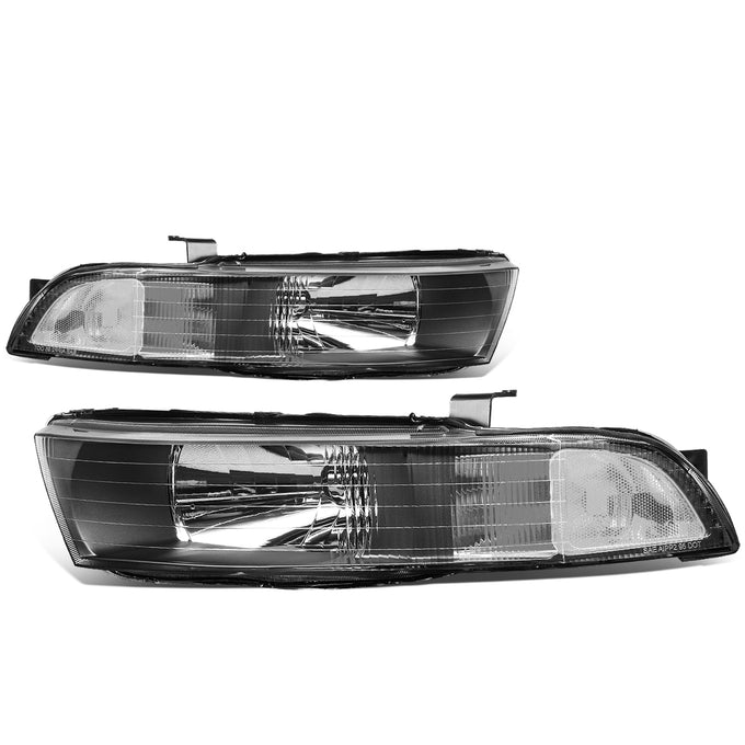 D-Motoring - Headlights - Black Housing - Clear Corner - Plug-n-Play - Pair - 99-03 Mitsubishi Galant - 1