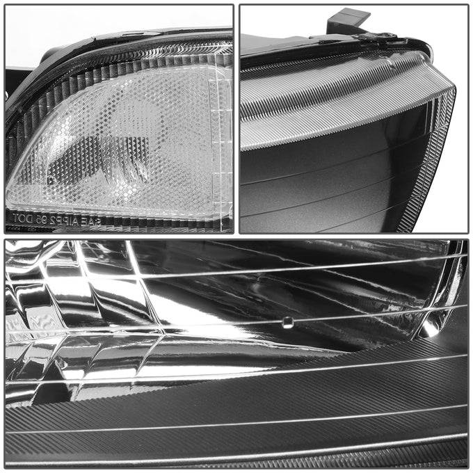 D-Motoring - Headlights - Black Housing - Clear Corner - Plug-n-Play - Pair - 99-03 Mitsubishi Galant - 3