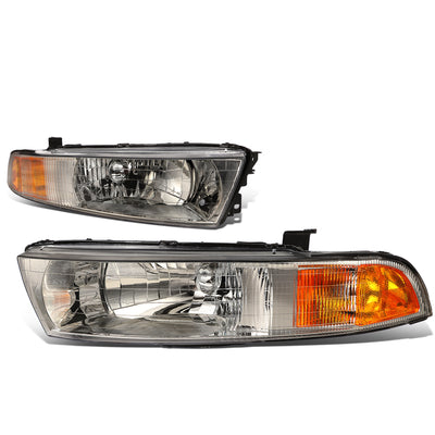 D-Motoring - Headlights - Chrome Housing - Amber Corner - Plug-n-Play - Pair - 99-04 Chrysler 300M - 1