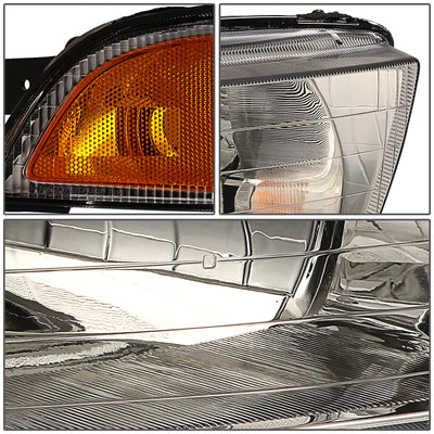 D-Motoring - Headlights - Chrome Housing - Amber Corner - Plug-n-Play - Pair - 99-04 Chrysler 300M - 4