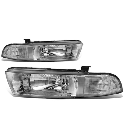 D-Motoring - Headlights - Chrome Housing - Clear Corner - Plug-n-Play - Pair - 99-03 Mitsubishi Galant - 1