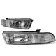 D-Motoring - Headlights - Chrome Housing - Clear Corner - Plug-n-Play - Pair - 99-03 Mitsubishi Galant - 4