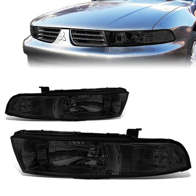 99-03 Mitsubishi Galant Headlights - Smoked Housing - Smoked Lens - Plug-n-Play - Pair