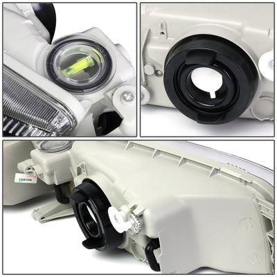 D-Motoring - 97-01 Mitsubishi Mirage Headlights - Black Housing - Clear Lens - Amber Corner - Plug-n-Play - Pair - 5