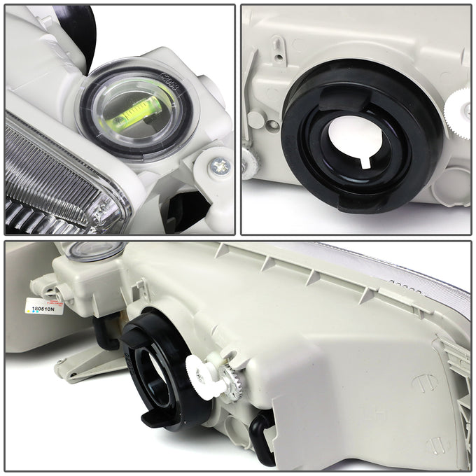 D-Motoring - 97-01 Mitsubishi Mirage Headlights - Black Housing - Clear Lens - Amber Corner - Plug-n-Play - Pair - 5