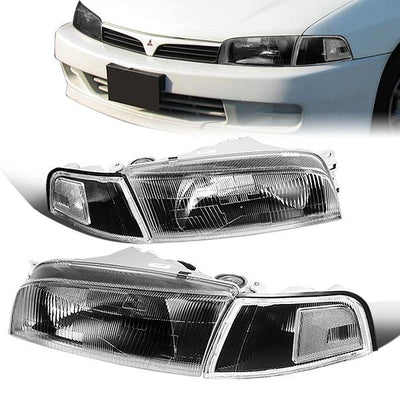 97-01 Mitsubishi Mirage Headlights - Clear Lens - Clear Corner - Plug-n-Play - Pair