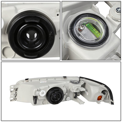 D-Motoring - Headlights - Chrome Housing - Clear Lens - Amber Corner - Plug-n-Play - Pair - 97-02 Mitsubishi Mirage 2-Dr Coupe - 5